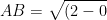 AB=\sqrt{(2-0)^2+\left(\frac{8}{3}-4 \right)^2}=\sqrt{2^2+\left ( -\frac{4}{3} \right )^2}